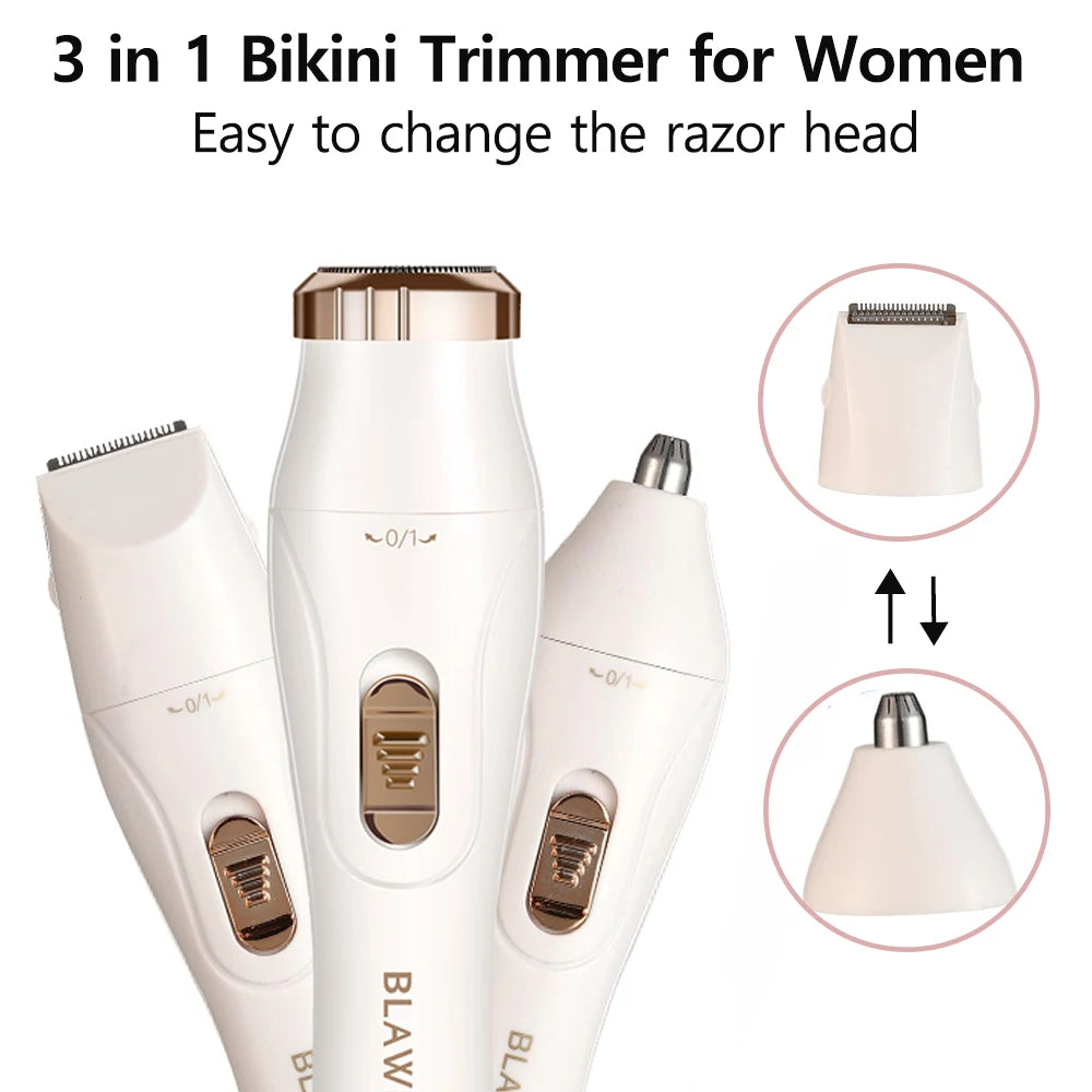 Electric Shaver for Women Female Razor Bikini Trimmer Facial Shavers for Ladies Body Underarms Legs Portable Painless Epilator